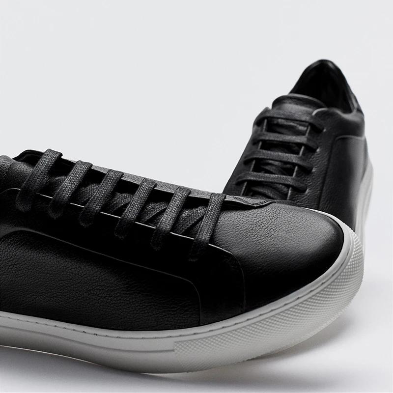 Linjer Stricklin  Autumn New  Genuine Leather Flat Sneakers Men Multicolor Solid Color Simple All-match Basic Shoes Casual Male