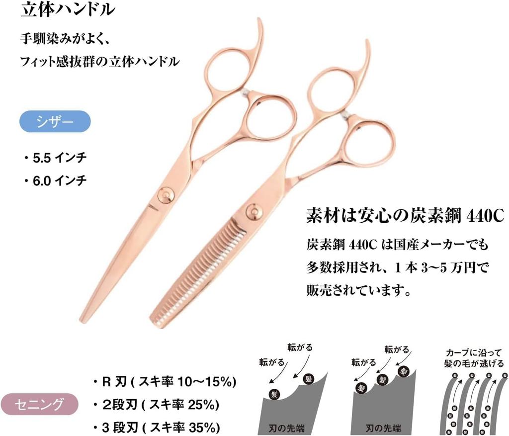 DEEDS GTZ 630R Pink Gold Titanium Thinning Thinning Professional Hairdresser Scissors, 30-tooth R-Blade (10-15% Rate), Hairdresser,