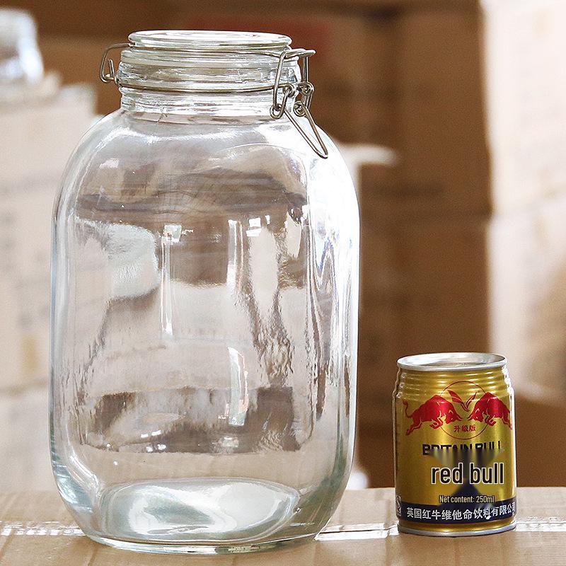 Round Glass Sealed Jar with Stainless Steel Clasp for Food Storage