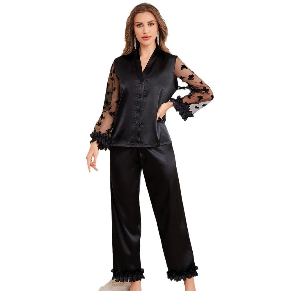 New Luxury Night Series Elegant Lace Ice Silk Pajama Set Homewear TZ1101