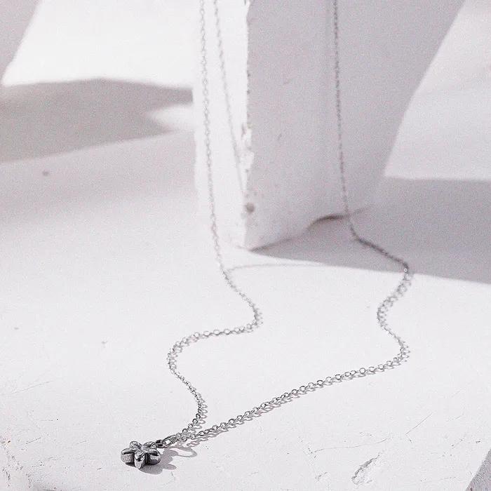 Volume Mini Flower Pendant Slim Chain Necklace (C2503-AN884_SV)