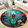 1PC Dragonfly StainedGlass Office Round Area Rug,  Mat Suitable ForOffice, Under Office Chairs Bedroom Living Room Home Decor, Room Deco