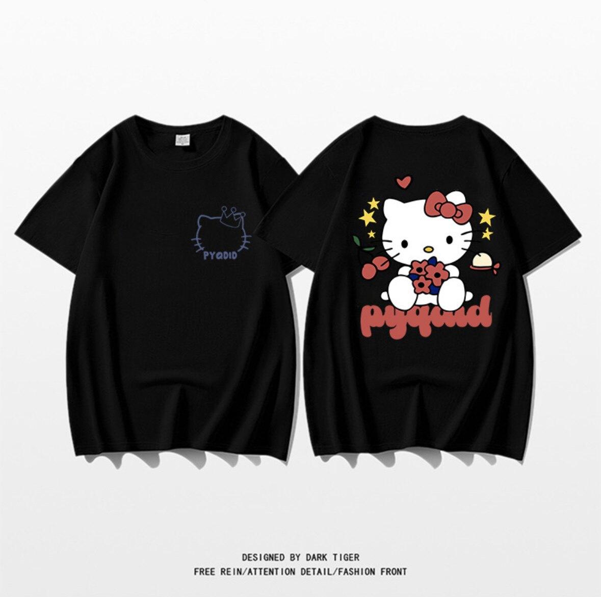 

2026 Summer Kitty Cat Pattern Printed Pure Cotton ShortSleeved Womens TShirt Cute Casual and Comfortable Top S