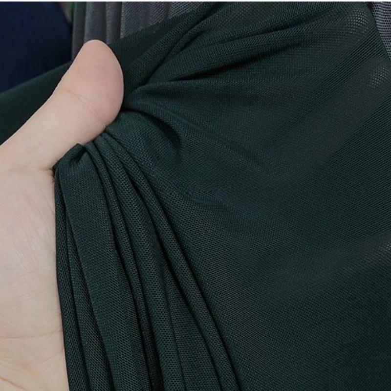 Wide 150cm Nylon Mesh Fabric Spandex High Elastic Dense Black White for DIY Sewing Lace Shirt Stockings