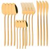 16Pcs Western Black Gold Dinnerware Set Stainless Steel Tableware Flatware Cutlery Set Dinner Knife Fork Spoon Silverware