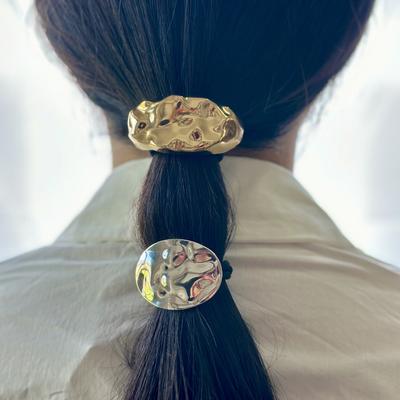 Nuovo Anello per Capelli in Metallo Geometrico Pieghettato e Fibbia per Coda di Cavallo Stile Coreano Accessori per Capelli per Coda di Cavallo per Donne Ragazze Copricapo