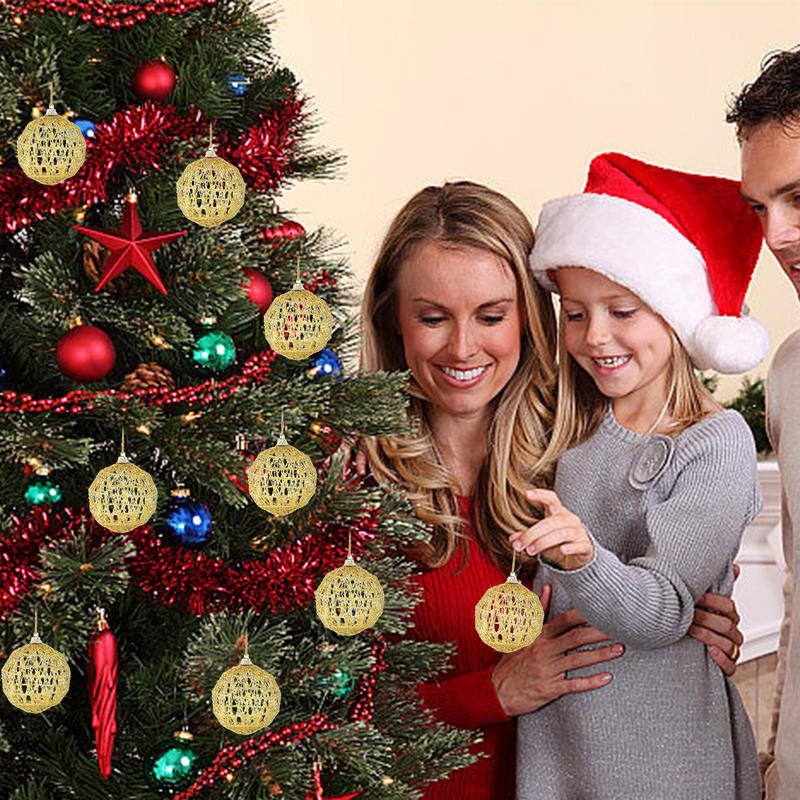 Glitter Christmas Ball Ornaments Hangable Christmas Tree Decorations Kids Toy Balls Home New Year Party Decor Supply