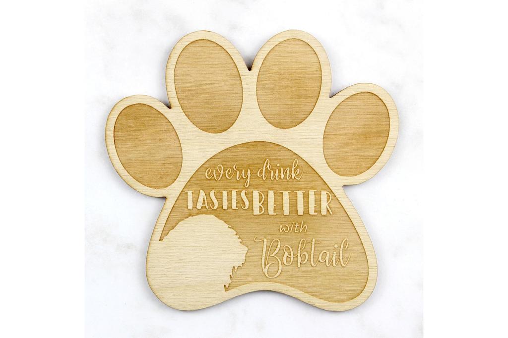 Eski İngiliz Çoban Köpeği, Bobtail, Bob-tail - Bardak altlığı, köpekli gravürlü bardak altlığı, Art-Dog markası tarafından köpek severlere hediye