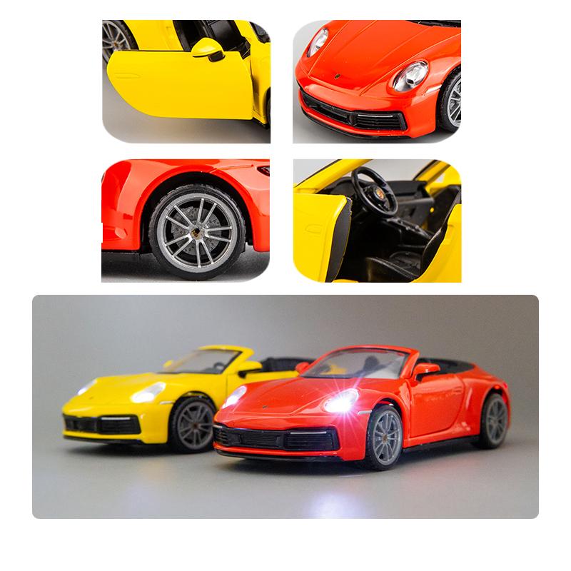 1:32 Porsche 911 Carrera Cabriolet Legierung Muscle Car Modell Sound und Licht Pull-Back Kinderspielzeug Sammlerstücke Geburtstagsgeschenk