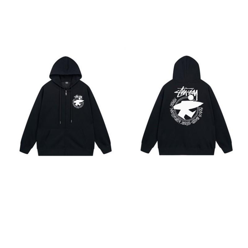 Mens Hooded Zip-Up Fleece-Lined Sweatshirt With Letter Print Casual Oversized Pullover Winter Jacket