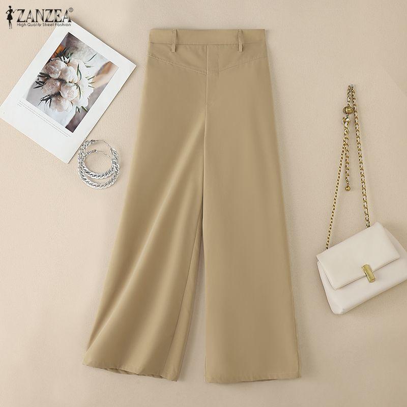 ZANZEA Women Casual Solid Color Loose Wide Leg Pants