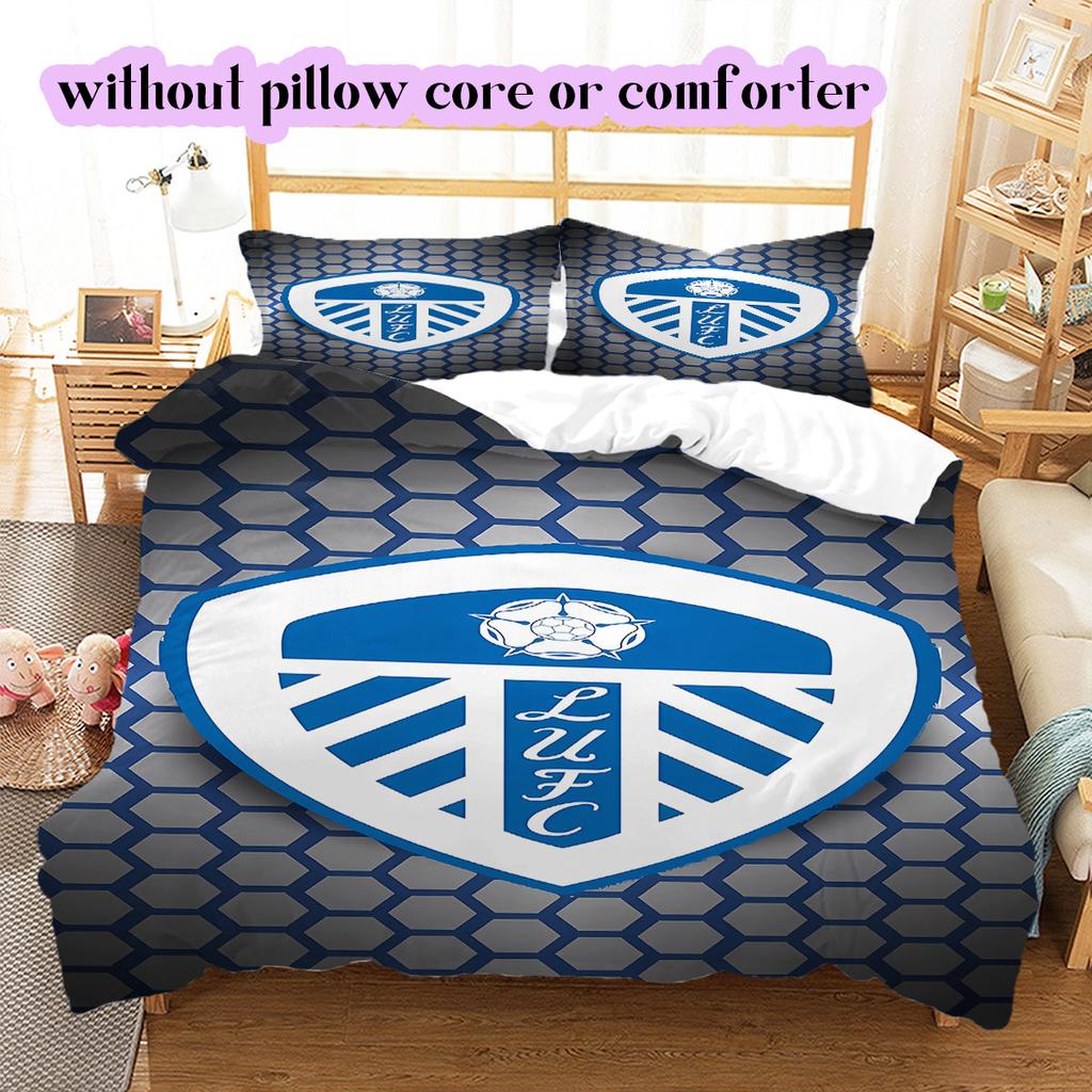 Leeds United Pattern Bedding,Quilt Set Quilt Cover Pillowcase Home Birthday Gift (1*duvet cover+2*pillowcase,without core)