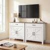 Sideboard Buffet Cabinet, Farmhouse Kitchen Cabinet with Sliding Doors and Adjustable Shelf, White