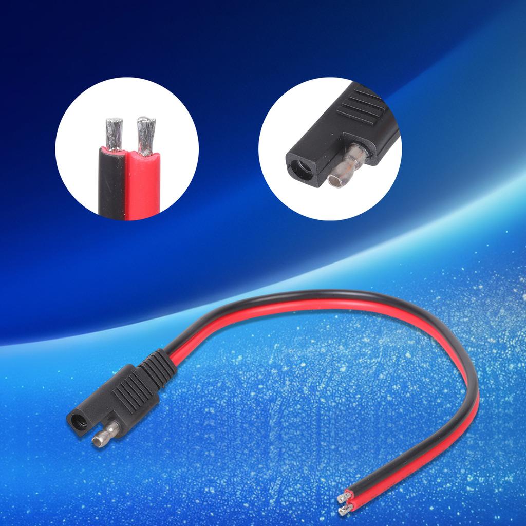 SAE to 2Pin Wire Adapter Power Cable 30/100cm Length 14AWG Tinned Copper Cores Compatible for DC12/24V Charging Systems