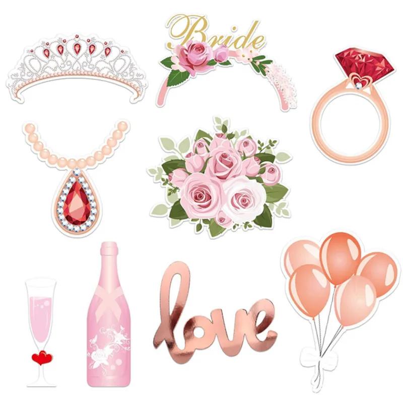 Bride To Be Wedding Photo Booth Props Just Married Photobooth Hen Party Decorations Team Bridal Shower Bachelorette Party Supply