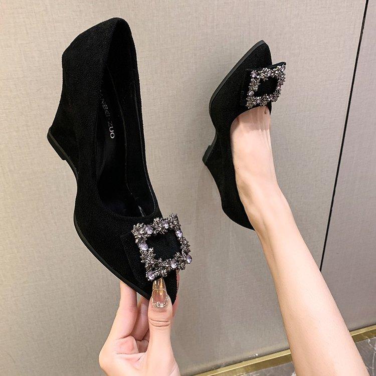 Fashion New Spring and Autumn 2025 Fashion Pointed-toe Wedge Heels, Shallow Opening, Comfortable and Non-tiring High Heels for Women
