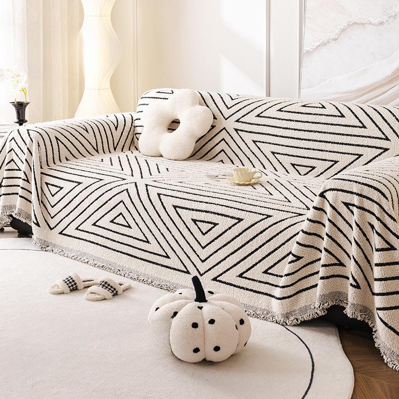 Plush Simple Sofa Towel Non-Slip Sofa Cover Dust Cover One-Piece Plush Cover Cloth Line High Sense