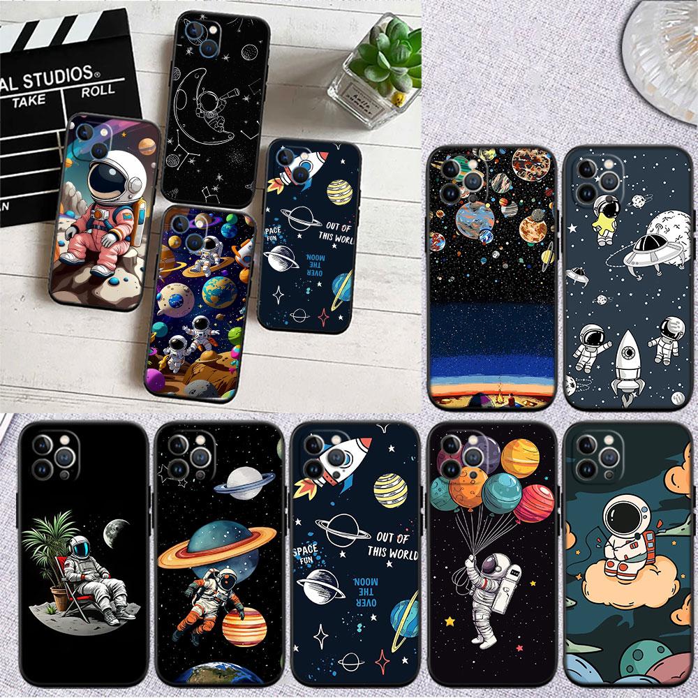 CJ12 Astronaut Space Moon Case for Samsung Galaxy M06 M15 M16 M35 M55 M56 A36 A42 A50 A50S A51 A52 A32 A33 A05 A05S A06 A16 A20