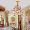 Bedroom light luxury crystal chandelier European style branch peach powder ceramic lantern court rose  new year decorative