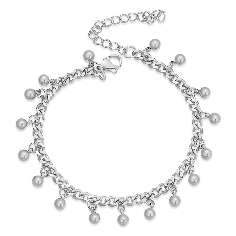 Women s European & American Fashion Chain & Beads Tassel Bracelet - Stainless Steel