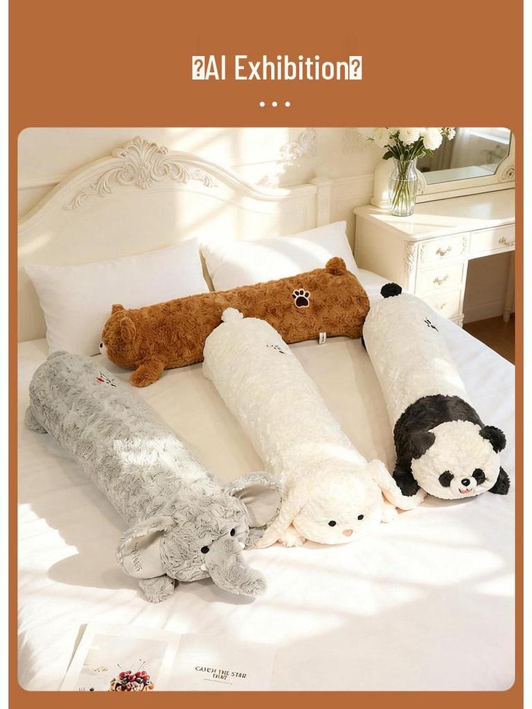 Brown Bear Plush Toy & Hugging Pillow for Girls - Elephant & Long-Eared Rabbit Options Available