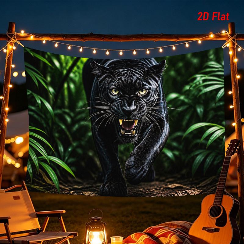 1Pc Black Panther Tapestry Wall Hanging, Decorative Fabric Poster for Bedroom, Living Room, Dorm & Home Decor