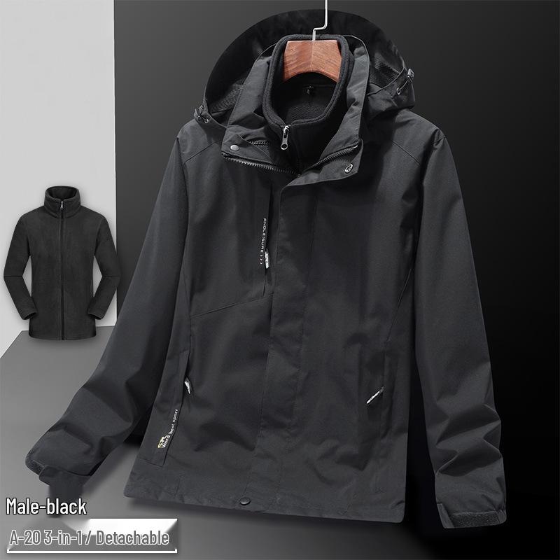 2026 Three-in-One Water-Repellent Hiking Jacket Set with Detachable Hood