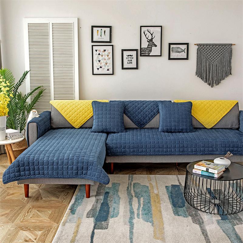 Утолщенный плюшевый чехол для дивана — фото 8