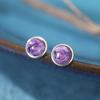 S925 Silver Purple Dragon Crystal Charoite Earrings - Elegant 6.5mm Round Gem Design for Women