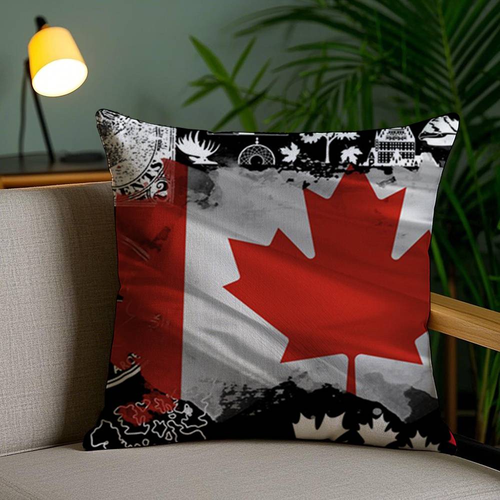 Canada Canadian Flag CA Leaf Pillow Case Sofa Short Plush Double-sided HD Printing Room Home Office Gift Cushion Cover