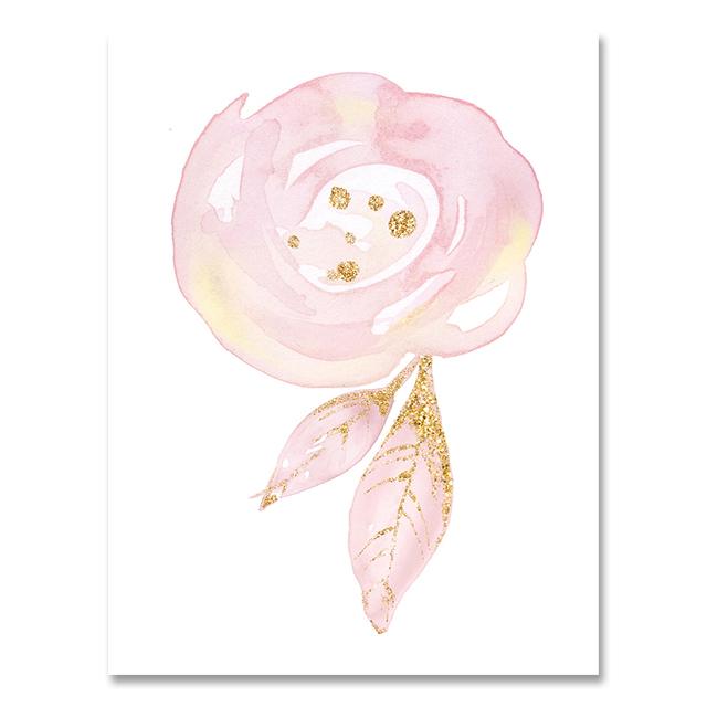 Personalized Poster Baby Name Custom Canvas Painting Nursery Prints Pink Flowers Wall Art Pictures For Girls Room Decoration No Frame