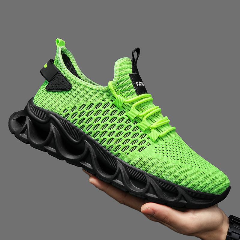 Spring/Autumn Men's Large Size Blade-soled Sports Shoes Flying Weave Fitness Jogging Shoes