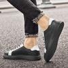 8092 Men'S Shoes Board Shoes Little White Shoes Flat-Soled Leather First-Layer Cowhide Surface Color Matching Contrasting Color Shoes Casual Shoes