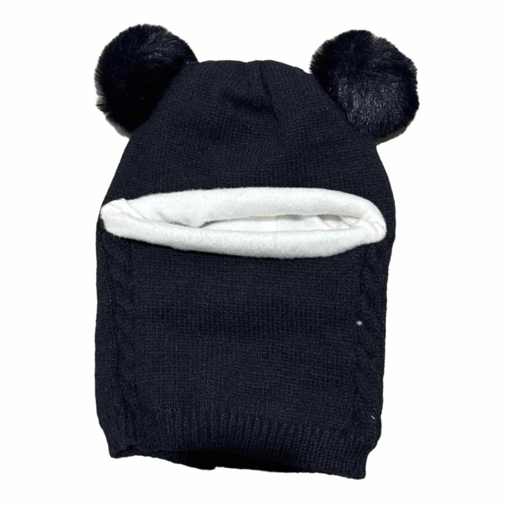 Warm Lining Scarf Mask Integrated Hat Coldproof Kids Windproof Hat  Children чёрный
