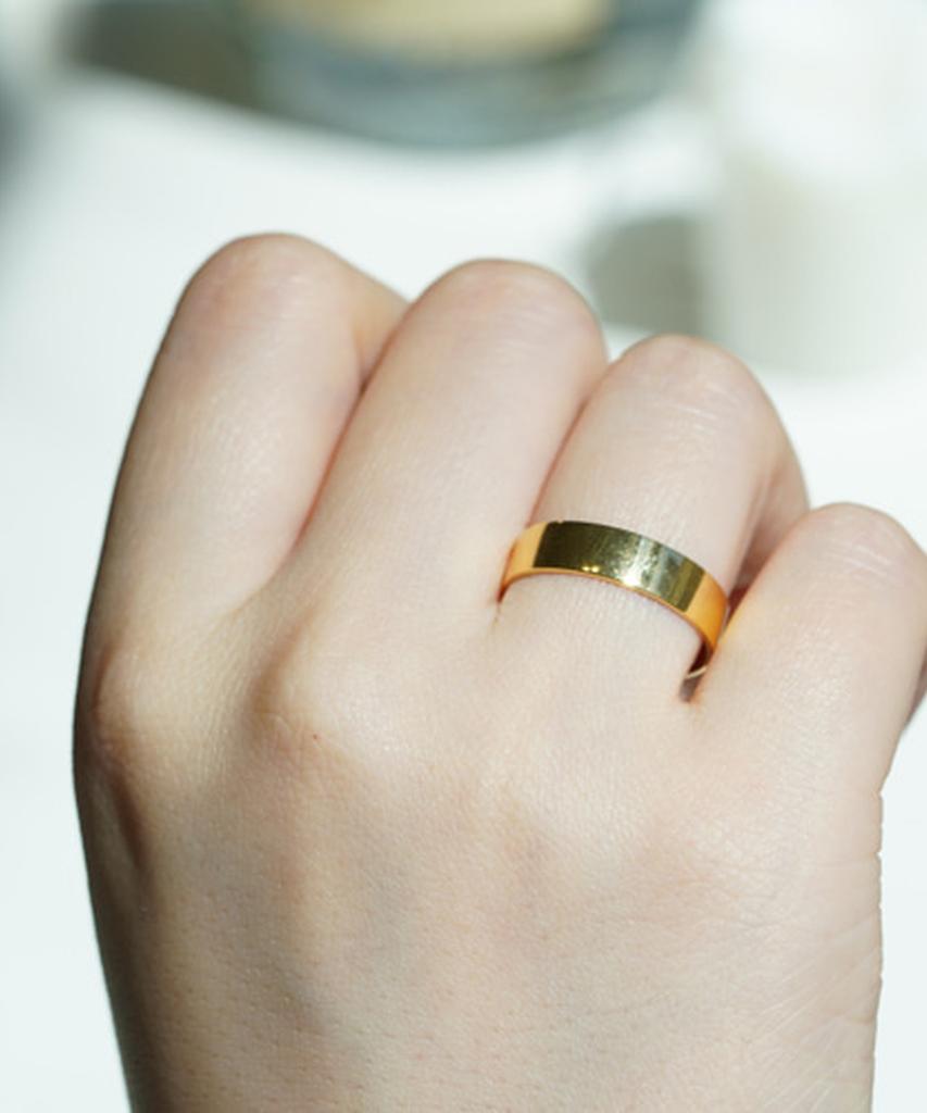 Alleun Silver 925 Couple Bold Flat Rings