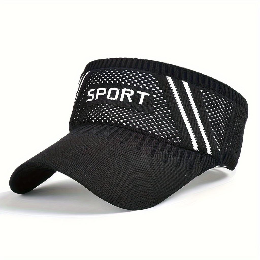 1pc Letter Pattern Sport Sun Visor Hat, Empty Top Breathable Elastic Sun Hat for Golf Tennis Fishing