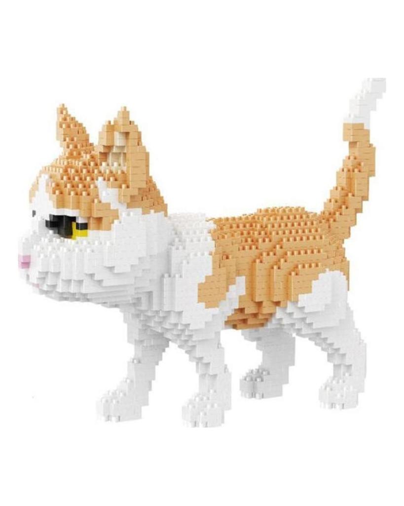 16037 Persian Cat Yellow Kitten Animal Stand Pet 3D Model DIY Mini Diamond Blocks Bricks Building Toy for Children No Box