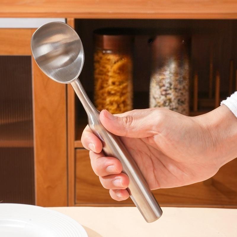 1PC Ice Cream Spoon Stainless Steel Summer Ice Cream Dessert Spoon Long Handle Fruit Tableware Household Goods