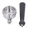 58 mm bottenlös portafilter Trähantag Rostfritt stål Korg Avtagbar 3-öron Kaffeporfiter för Barsetto