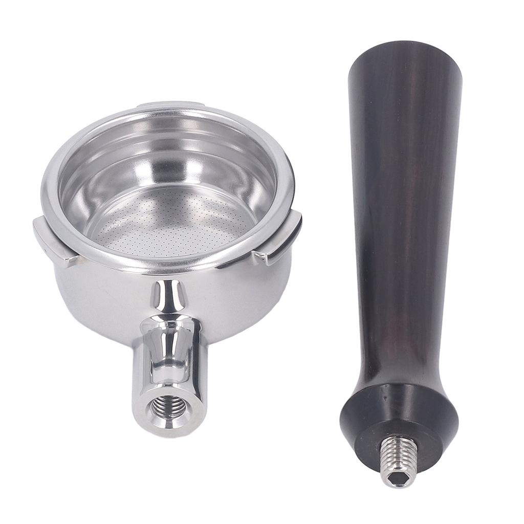 58 mm bottenlös portafilter Trähantag Rostfritt stål Korg Avtagbar 3-öron Kaffeporfiter för Barsetto