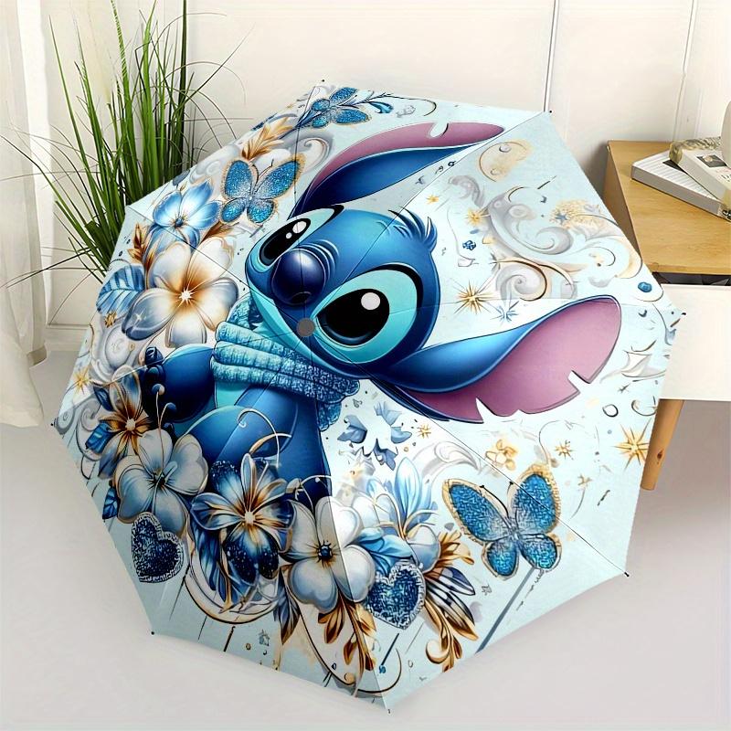 

Stitch,Butterflies Themed folding umbrella, the best choice for gift giving, 8 ribs, casual, durable, lightweight and portable travel umbrel