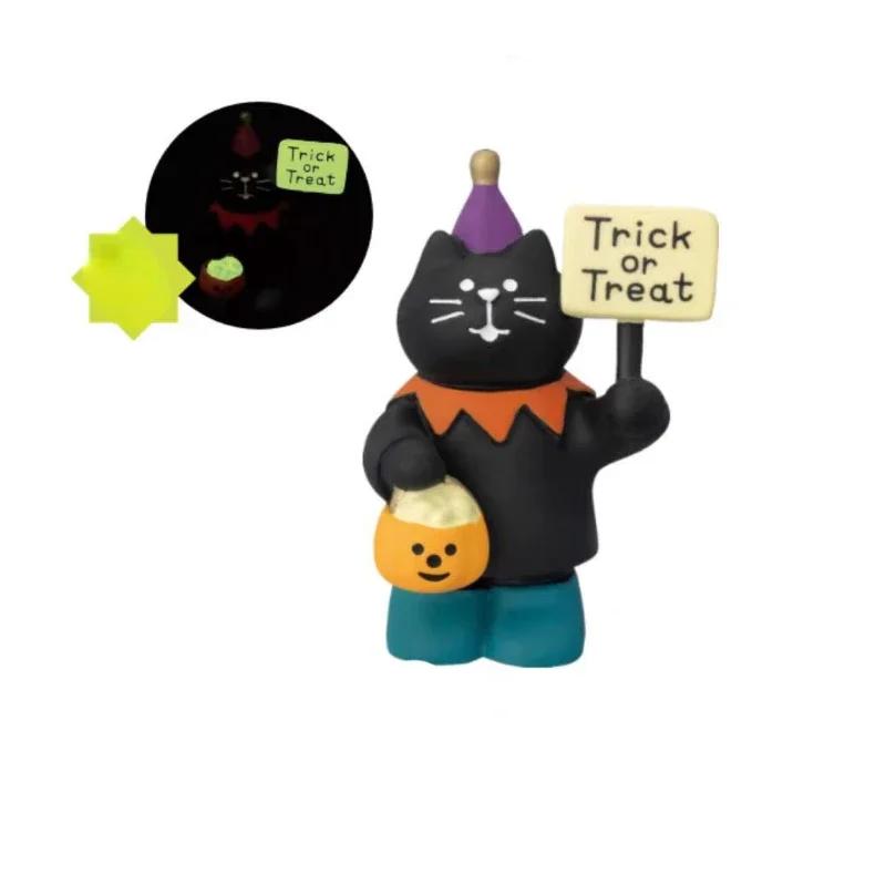 2025 Halloween Pumpkin Miniature Night light Cat Scene Props Decoration Luminous Resin Small Ornament Trendy Play Creative Gift