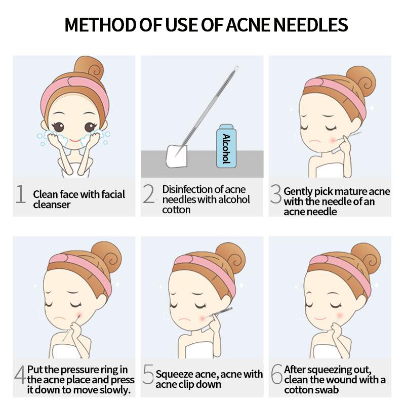 Xiaomi Acne Needle Blackhead Cell Clip Suit Double-Headed Acne Needle Acne Acne Removal Needle Tweezers Precision Acne Clip Acne Tool