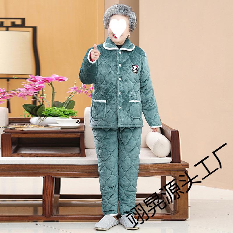 Homewear women's three-layer thickened pajamas winter clothing velvet padded set