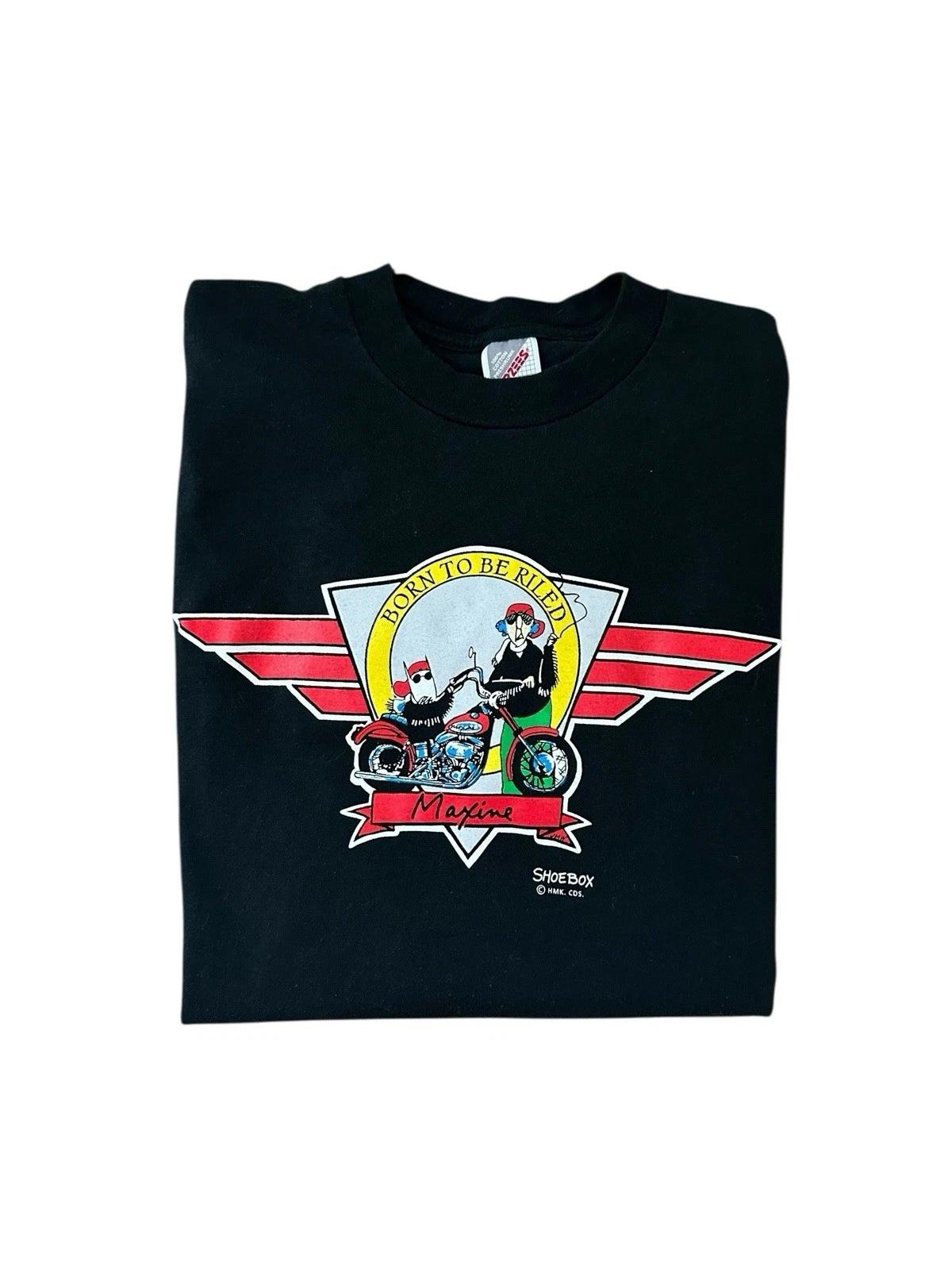 

Vintage Maxine Born To Be Riled Motorcycle T Shirt Men’s Large Shoebox Biker S