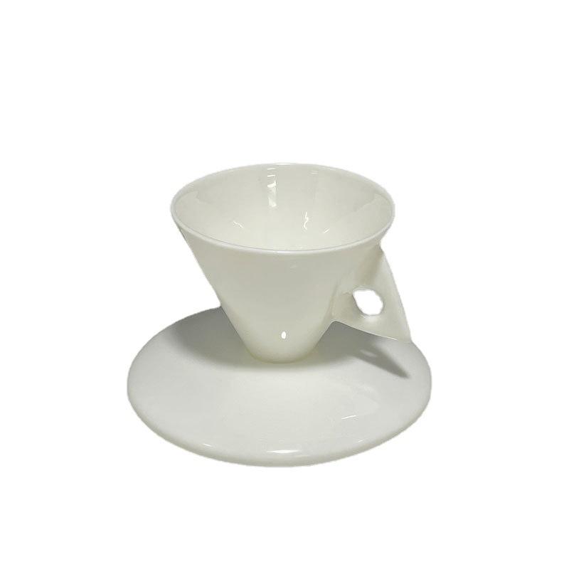White Cone Bone China Espresso Cups And Saucers Creative Personality Ceramic Cups And Saucers Latte Office Home Coffee Set