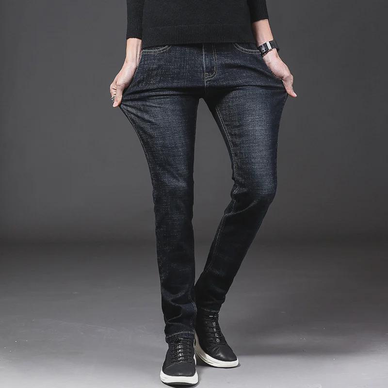 Men's Slim Fit Mid-Waist Elastic Jeans - Casual Trendy Straight Pants for Spring