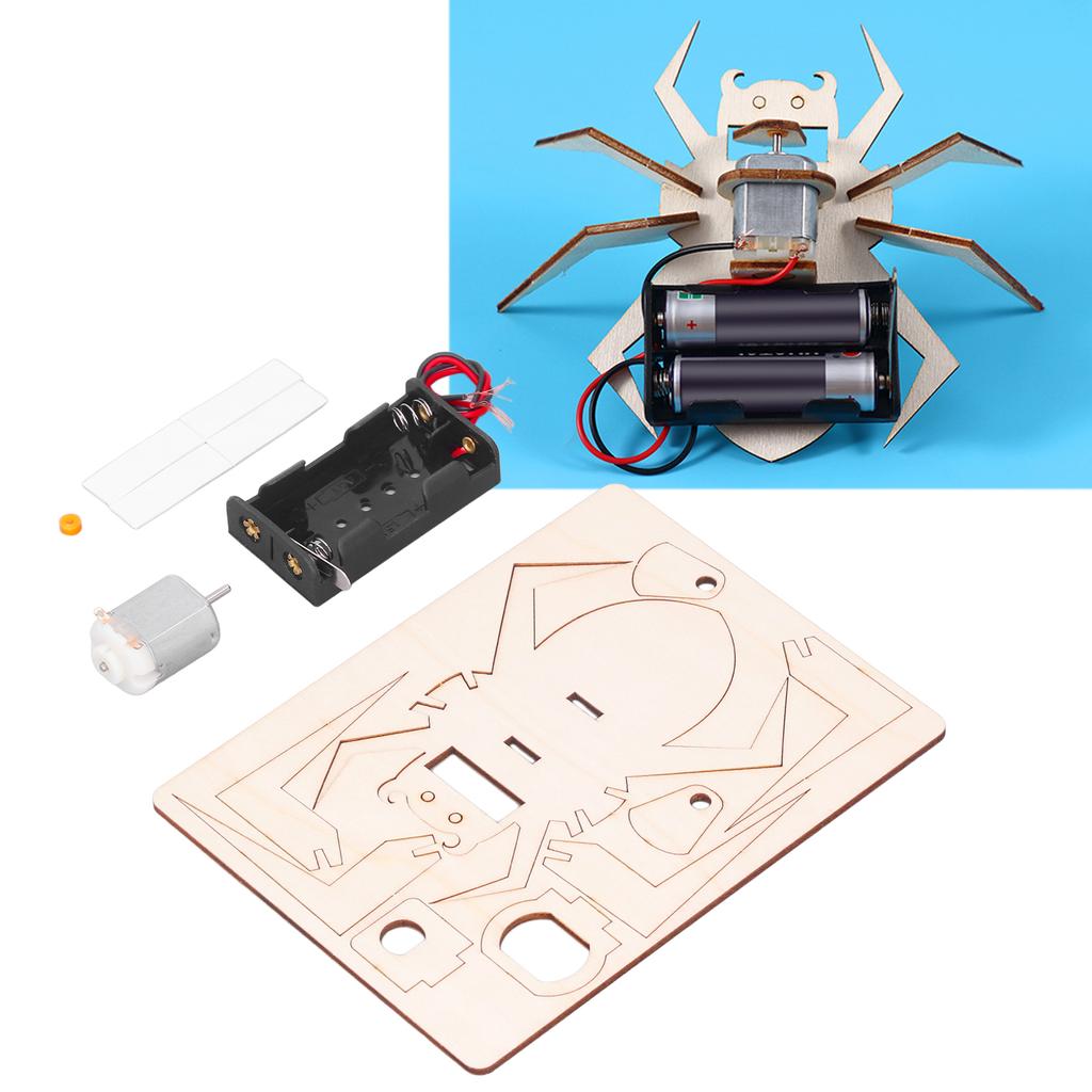 Electric Araneid DIY Toy Wooden Assemble Physics Experiment Educational Toy for Children