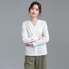 Women's Professional V-Neck Long Sleeve Chiffon Blouse