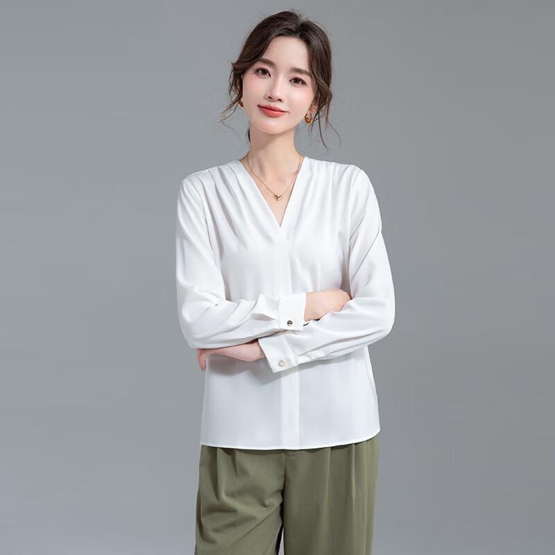 Women's Professional V-Neck Long Sleeve Chiffon Blouse